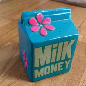 Milk Money Piggy Bank Retro Flower 70s