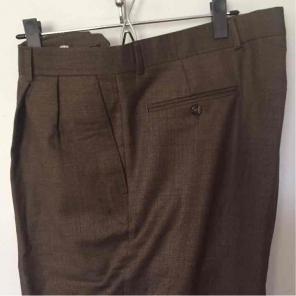 Wool Pleat Front Brown Suit Dress Pant