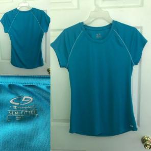 Large Blue Semifitted Workout Top