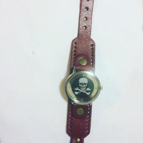 Cool Leather Skull And Bones Watch New