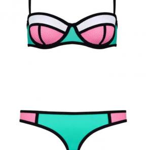 New pink and mint push up bikini set