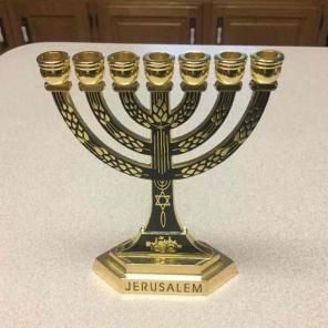 JERUSALEM CANDLE HOLDER GOLD/BLACK