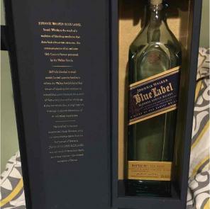 Johnnie Walker blue label box and bottle