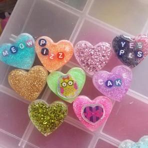 Decoden Resin Hearts Cabochons