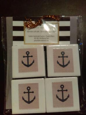 Chevron Anchor Set of 4 Magnets Handmade