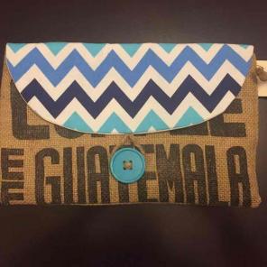 Chevron print and coffee bag clutch