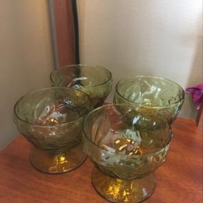 Antique Set 4 Small Glass Dessert Bowls