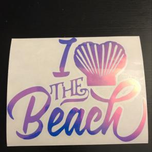 I Love The Beach Vinyl Decal