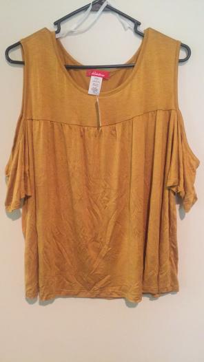 MUSTARD COLD SHOULDER TOP