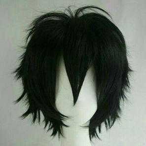 Black Fluffy Straight Short Cosplay Wig