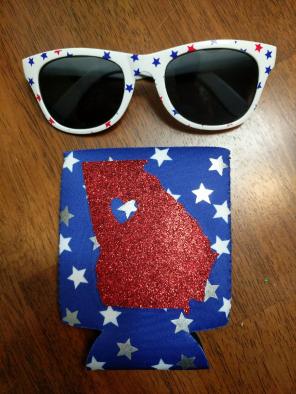 Patriotic Georgia Koozie and Sunglasses