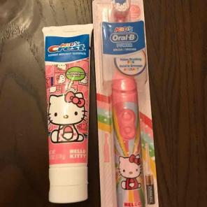 Hello kitty toothbrush and tooth paste