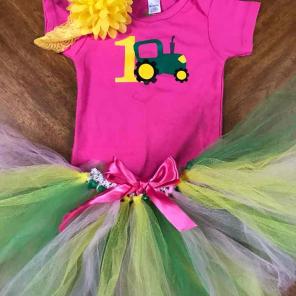 First Birthday Girl Tractor Set