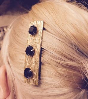 Vintage Hair Clip Black Rhinestones