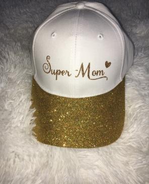 Super Mom Glitter Hat