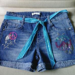 Peace Sign Jean Shorts ( 14 )
