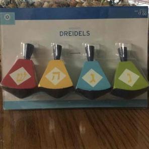 HANUKKAH DREIDELS 4 WOODEN HOLIDAY FUN