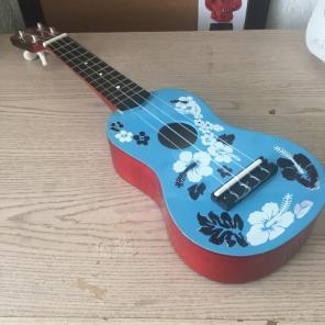 blue floral ukulele