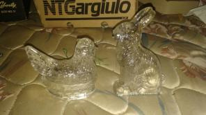 Glass Bunny and Hen