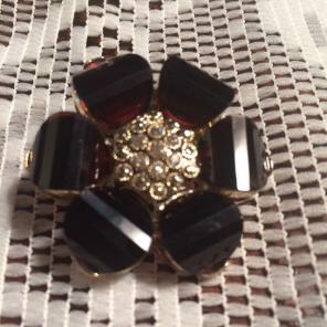 Deep Garnet Flower Brooch