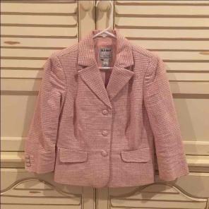 Adorable Pink and Cream Linen Blazer