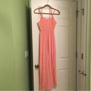 Pink maxi lace dress