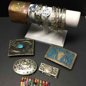 Vintage Mexican Bracelet & Belt Buckles
