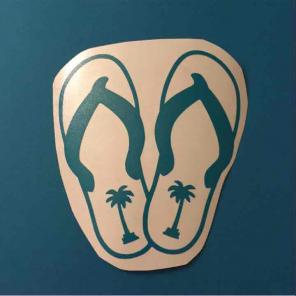 Teal Flip Flops Palm Tree Decal