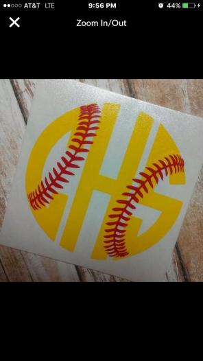 Softball Circle Monogram Vinyl Decal