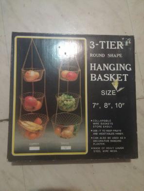 3 TIER ROUND HANGING BASKET SZ 7" 8" 10"