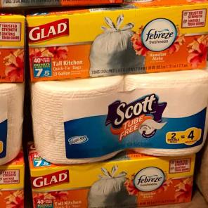 Glad trash bag & scott tissue combo