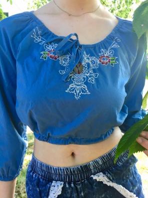 Blue Vintage Crop Top
