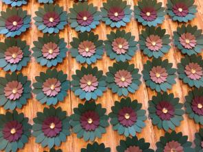 36 Teal And Purple Flowers Paper 2 Inch