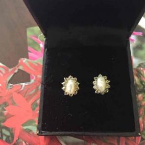 Vintage Pearl and Rhinestone Earrings