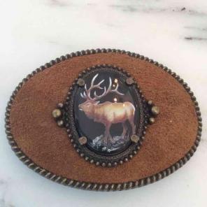 Leather Suede MOOSE BELT BUCKLE JULIE