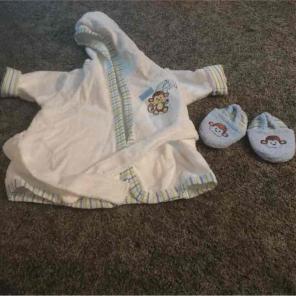 0-9 months bath robe and slippers!