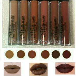 6 PCS MATTE LIQUID LIPSTICKS BROWN SET