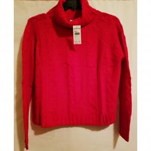 Bright Red Turtleneck Crop Sweater