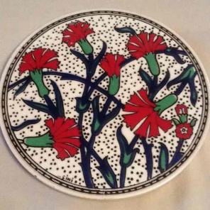 Decorative piece of art tile round 6 1/4