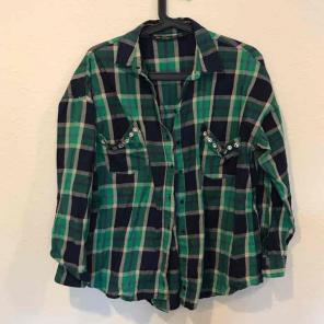 Zara green plaid jewels flannel