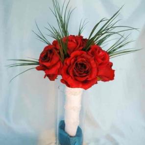 Silk Red Rose Bridal Bouquet