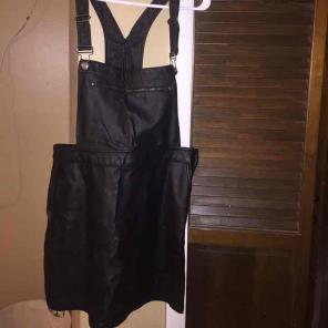 Black leather overalls