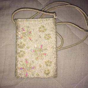 White Indian Embroidered Floral Purse