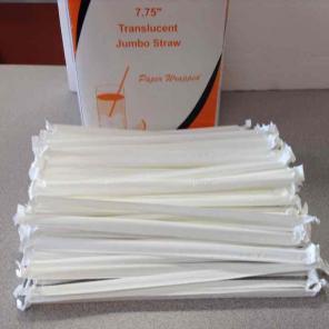 100-Translucent 7.75" Wrapped Straws