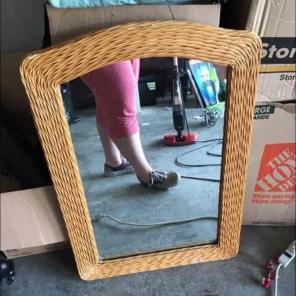 Hanging Wicker Mirror