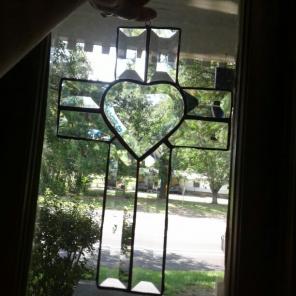 Heart Bevel Cross Clear