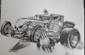 Hot Wheel Inspired by Larry Wood Print