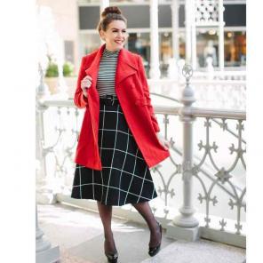 NWOT black and white plaid midi skirt