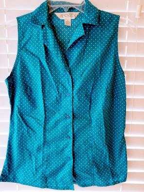 Vintage Blue with White Polka Dot Blouse