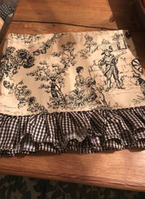 Navy And Tan Toile Valance